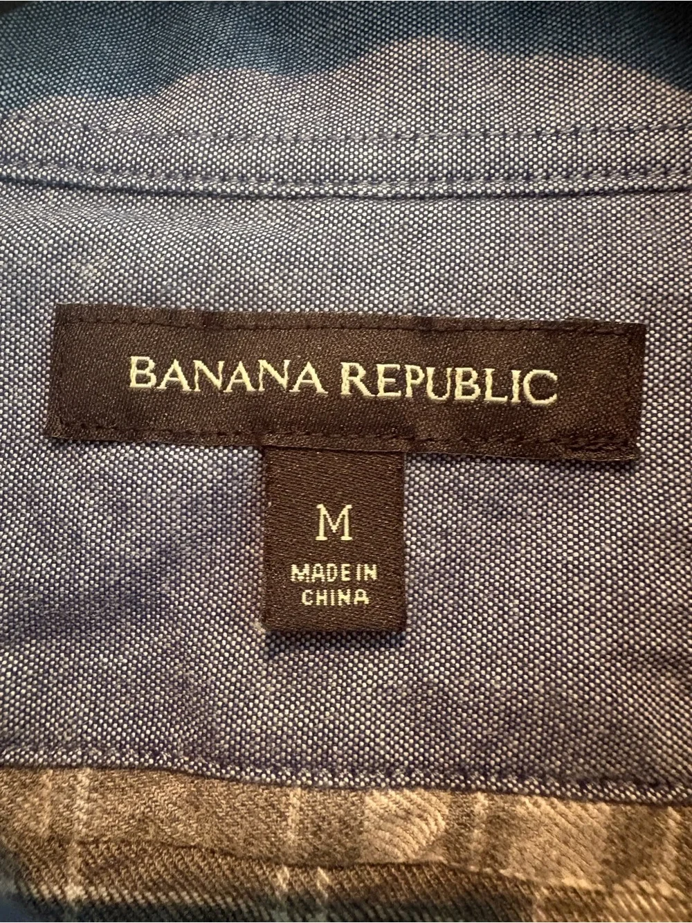Banana Republic Gray and White Plaid Button-Down Shirt
